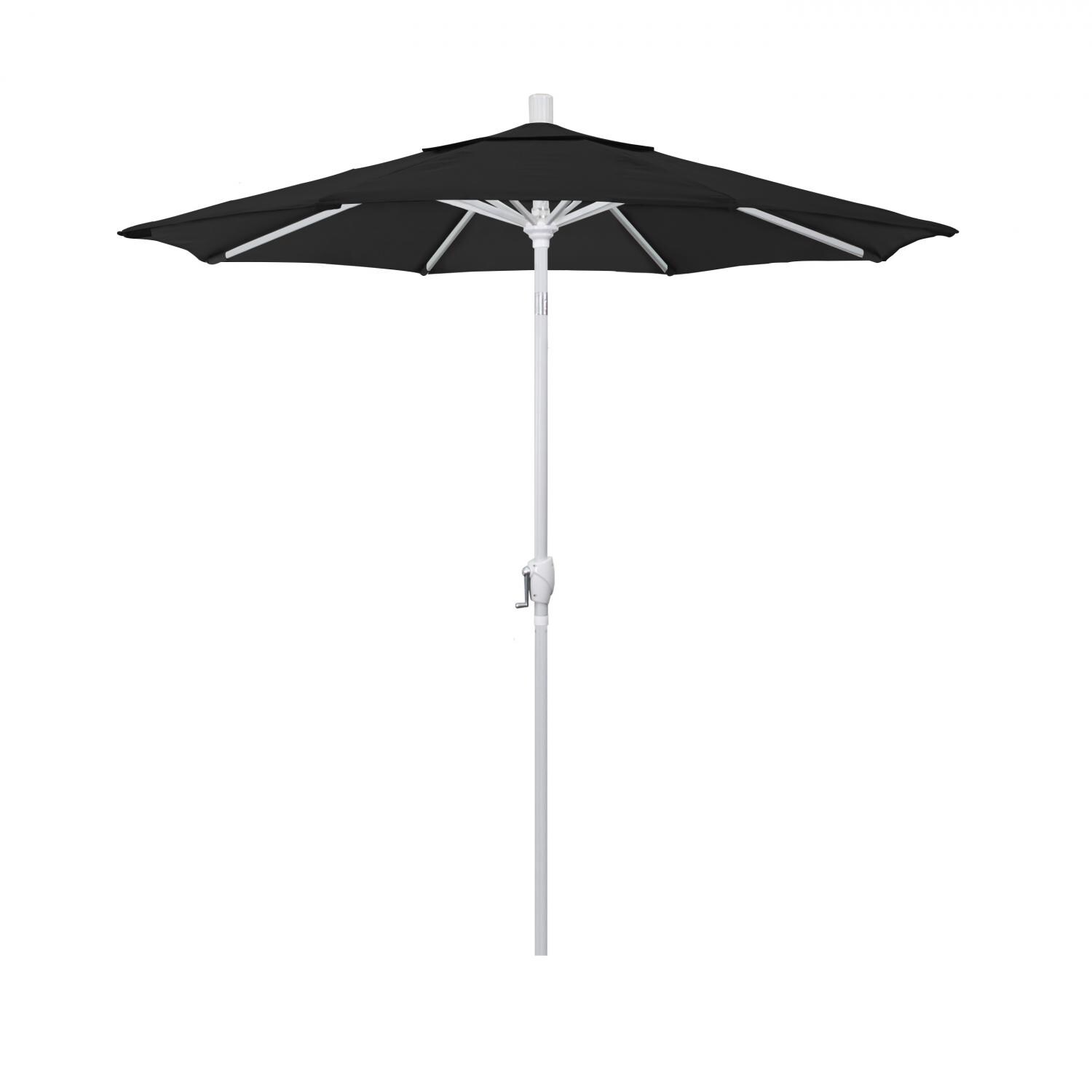 California Umbrella 7.5 Ft Octagonal Aluminum Push Button Tilt Patio Umbrella W/ Crank Lift & Aluminum Ribs - Matted White Frame / Sunbrella Canvas Black Canopy thumbnail