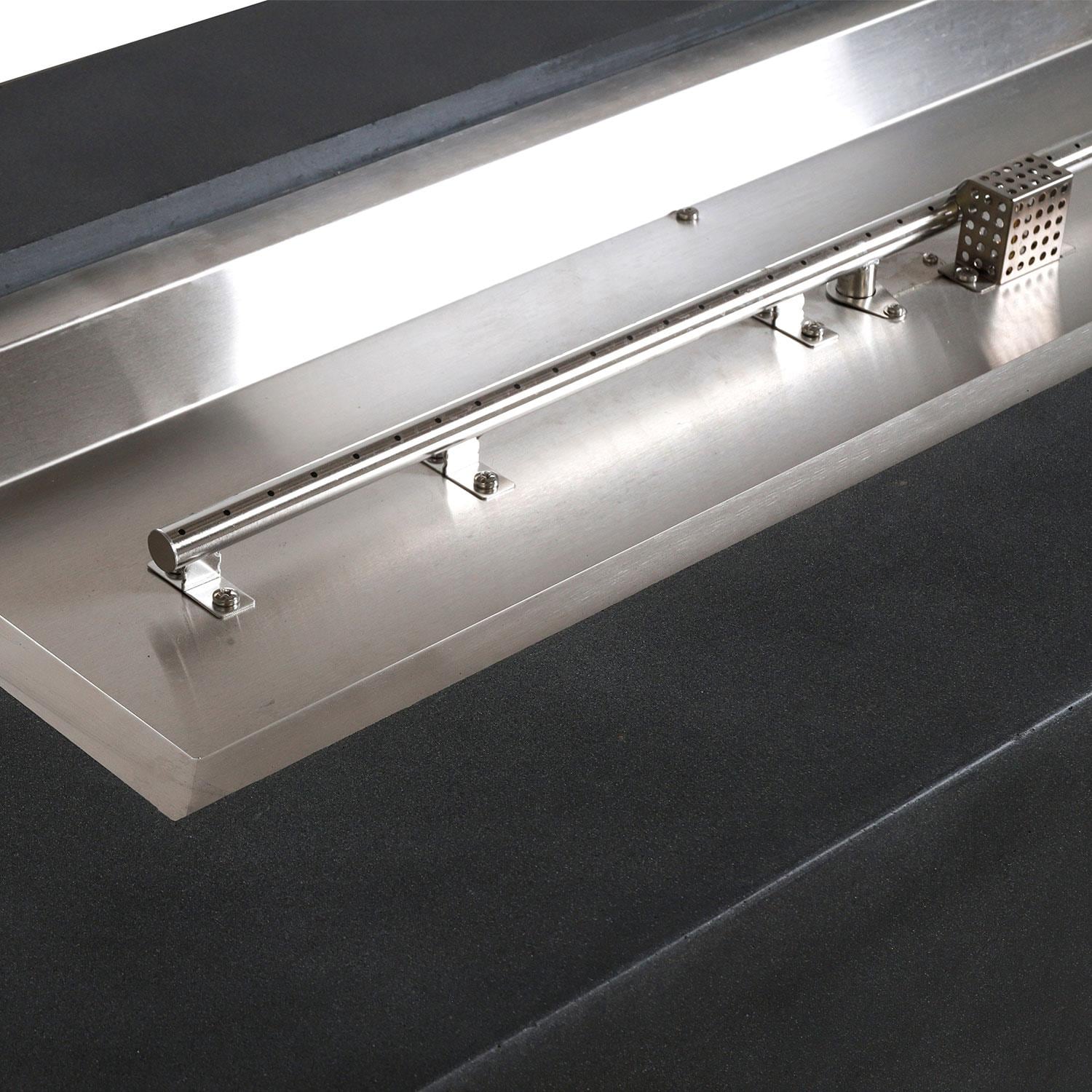 Glenwood 72-in Rectangular Concrete Natural Gas Fire Pit in Graphite by Lakeview Outdoor Designs - Burner - Detail thumbnail
