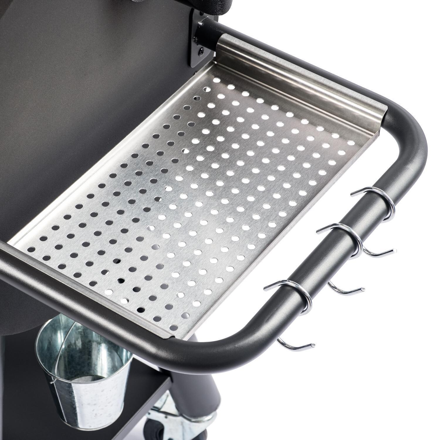 Victory BBQ-PG + BBQ-PG-CVR + BBQ-PLT20-HK + BBQ-PLT20-MQ + BBQ-PLT20-AP 35-Inch Wood Pellet Grill, Cover, & 20 Lb. Hardwood Pellets Ultimate Starter Pack - Side Shelf With Tool Hooks - White Background thumbnail