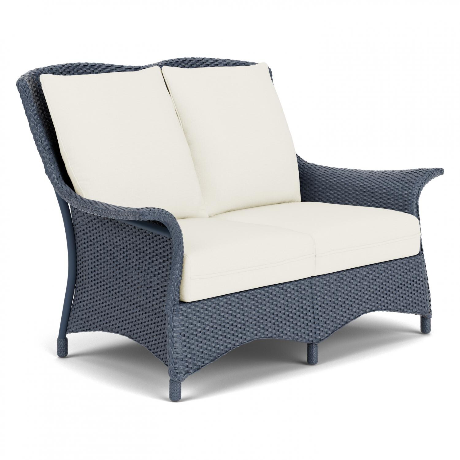Lloyd Flanders Mandalay Loveseat In Denim Blue Finish With Sailcloth Salt Fabric - Angled thumbnail