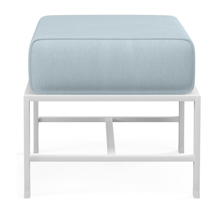 Bristol Aluminum Ottoman w/ Self Welt in White/Canvas Skyline by Sunset West - White Background thumbnail