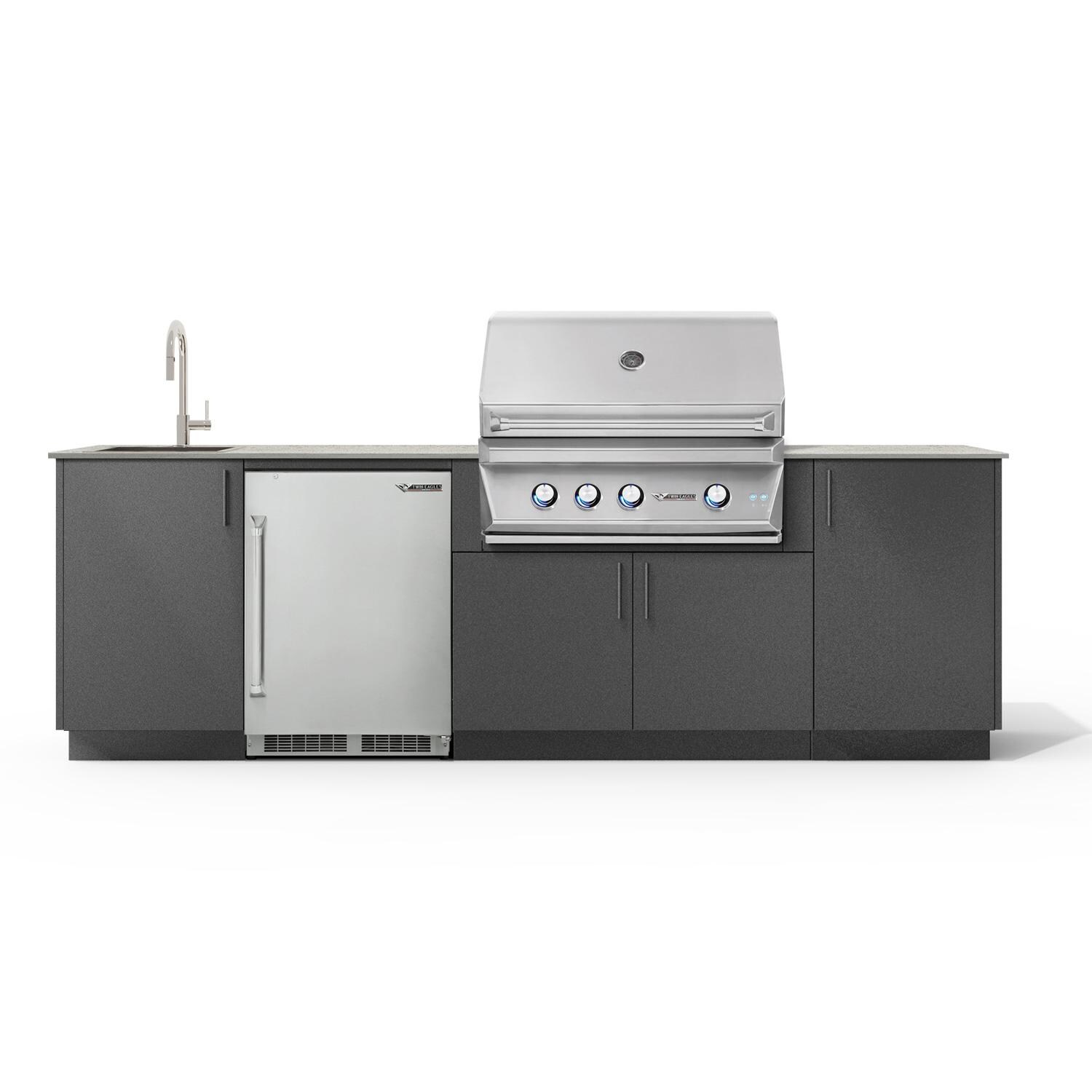 Urban Bonfire Dew 36 Outdoor Kitchen w/ Twin Eagles Propane Grill, Sink, Refrigerator, Keon Dekton Countertop & Anthracite Finish - B-Dew-36-TwinEagles-Keon-Anthracite