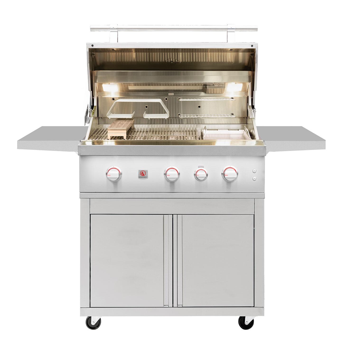 Summerset Quest 36-in 2 Burner Freestanding Propane Grill w/ Rear Infrared Burner, Rotisserie Kit, & Drop-In Griddle Plate - Open - White Background thumbnail