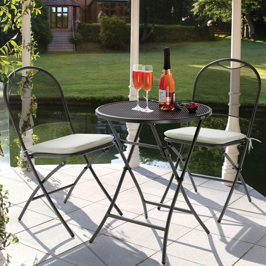 Kettler Napoli 3 Piece Steel Patio Bistro Set - On the Patio (Cushions not included) - Lifestyle thumbnail