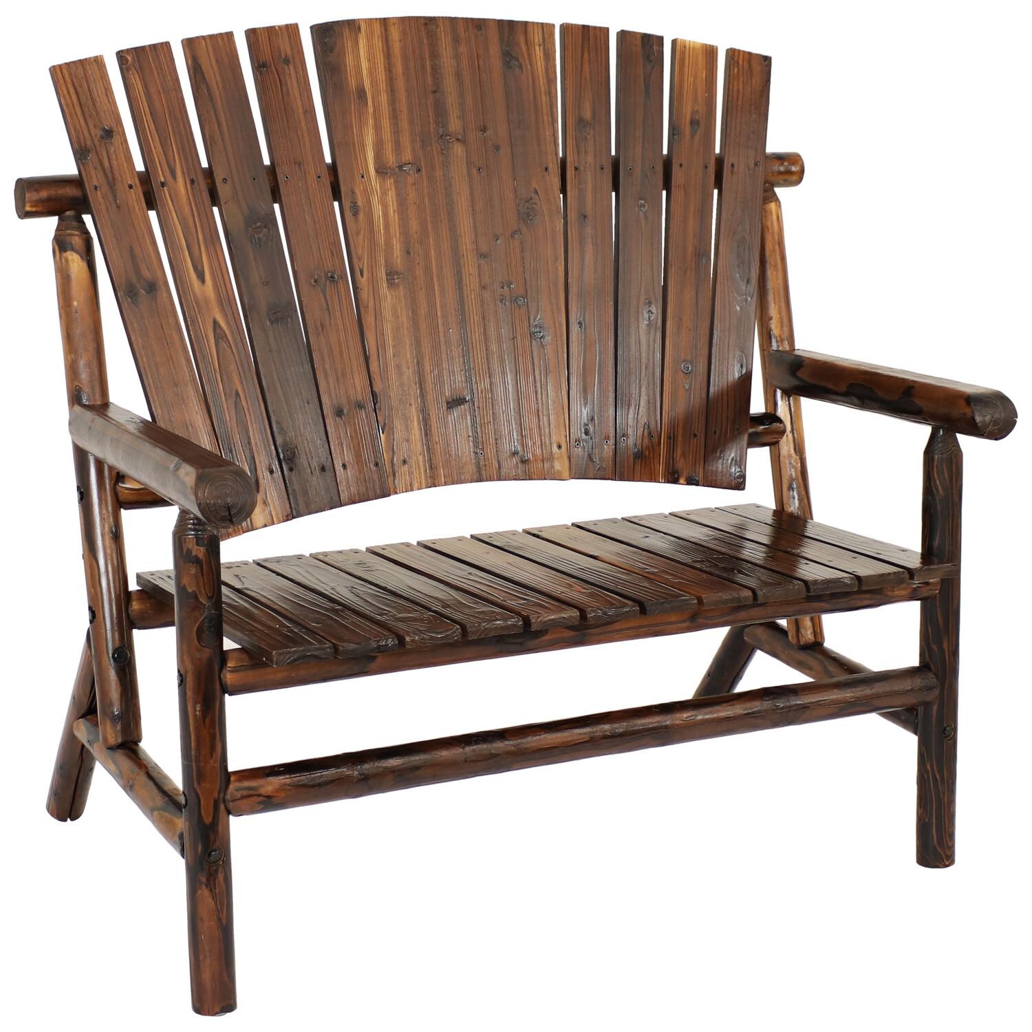 Sunnydaze Decor 51-Inch Rustic Fir Wood Bench W/ Charred Finish image