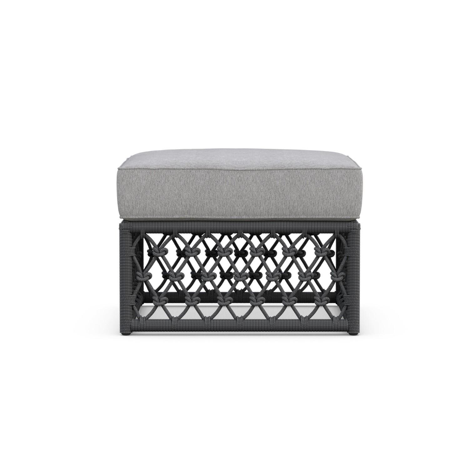 Azzurro Living AME-R07OT-CU Amelia Woven Rope Ottoman in Ash/Fog - Side - White Background thumbnail