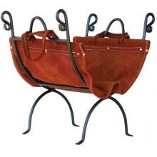 UniFlame Olde World Iron Log Rack With Suede Leather Carrier - W-1196 image