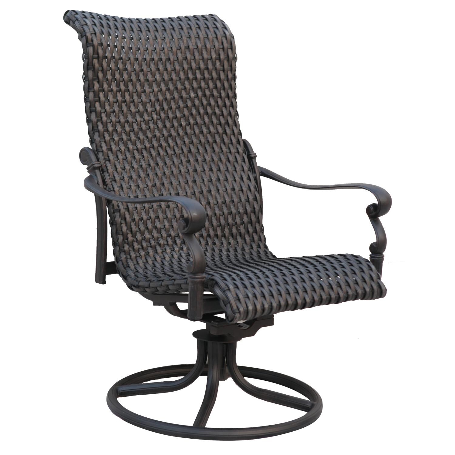 Darlee 501210-9PC-60XL Victoria 9 Piece Resin Wicker Patio Dining Set W/ 92 X 42 Inch Rectangular Table - Swivel Rocker Dining Chair