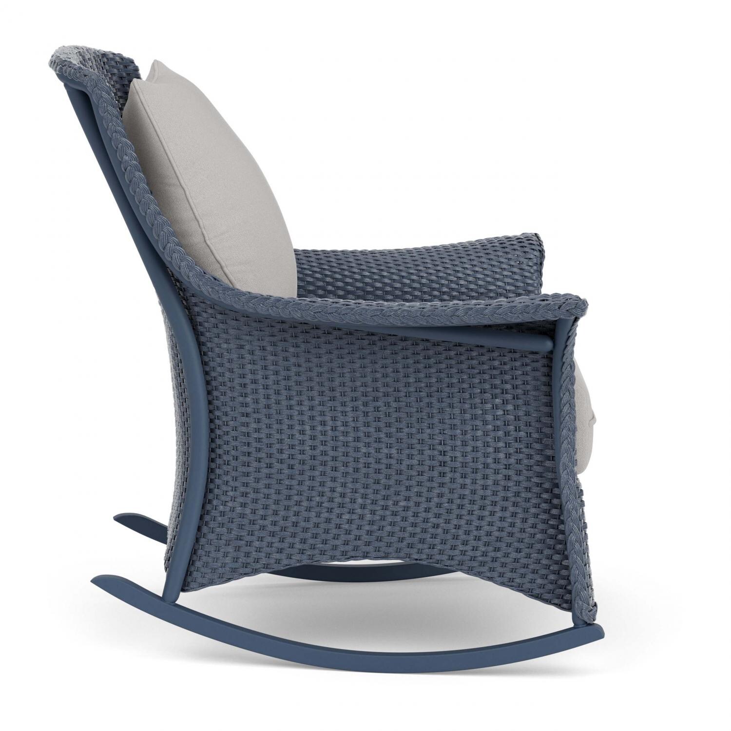 Lloyd Flanders Mandalay Lounge Rocker In Denim Blue Finish With Tundra Dove Fabric - Side thumbnail