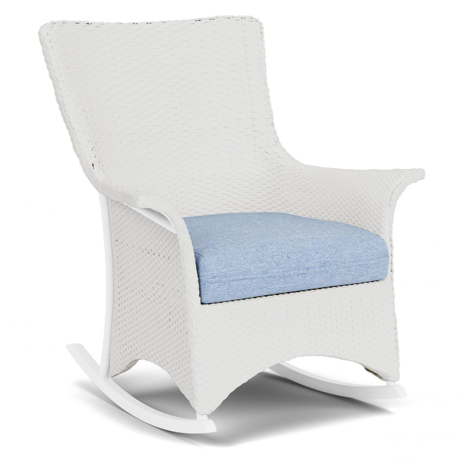 Lloyd Flanders Mandalay Porch Rocker in Matte White Finish with Demo Skyway fabric - Angled thumbnail