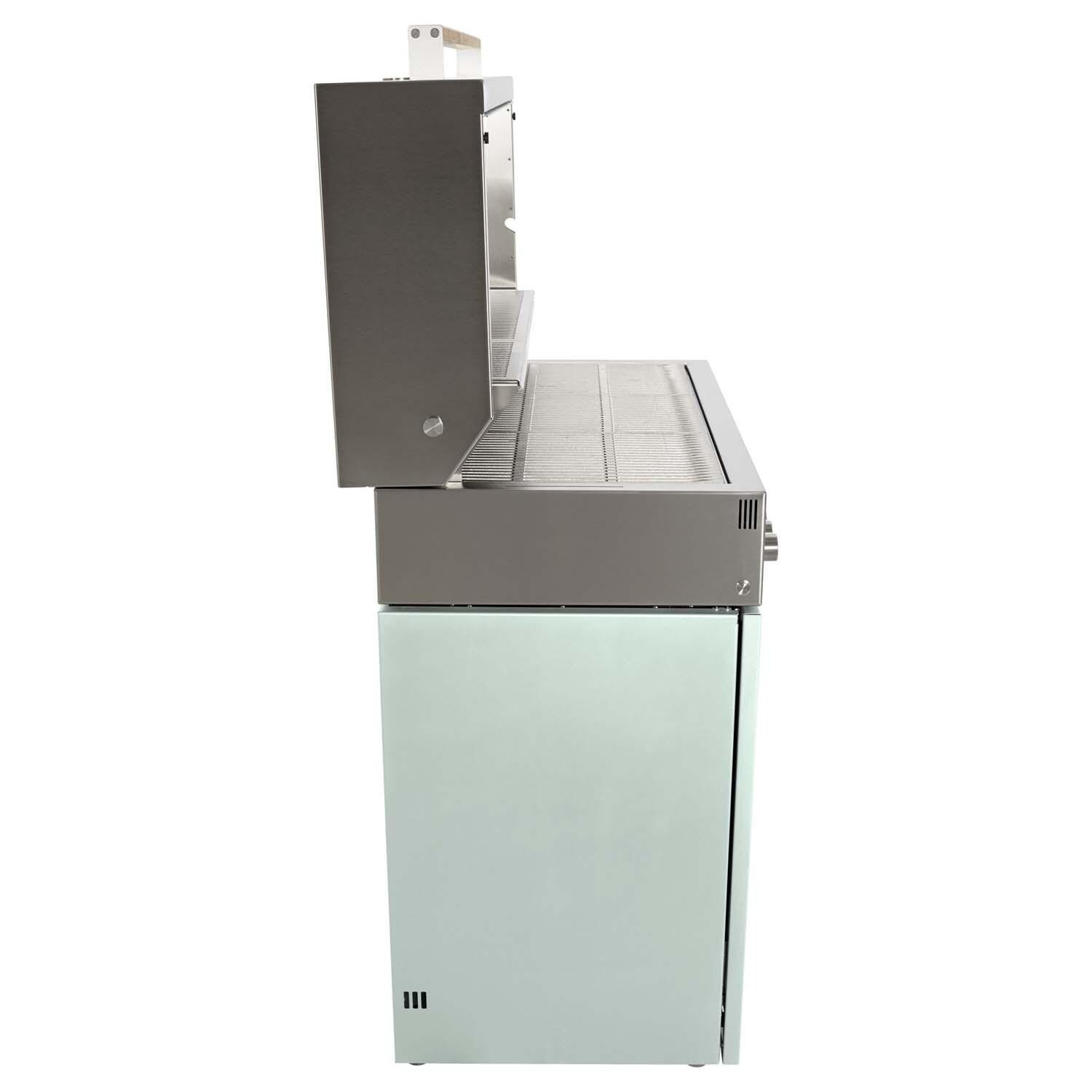 Flammkraft 1029544 Model D Propane Gas Grill - Pool - Side View w/ Hood Open - White Background thumbnail