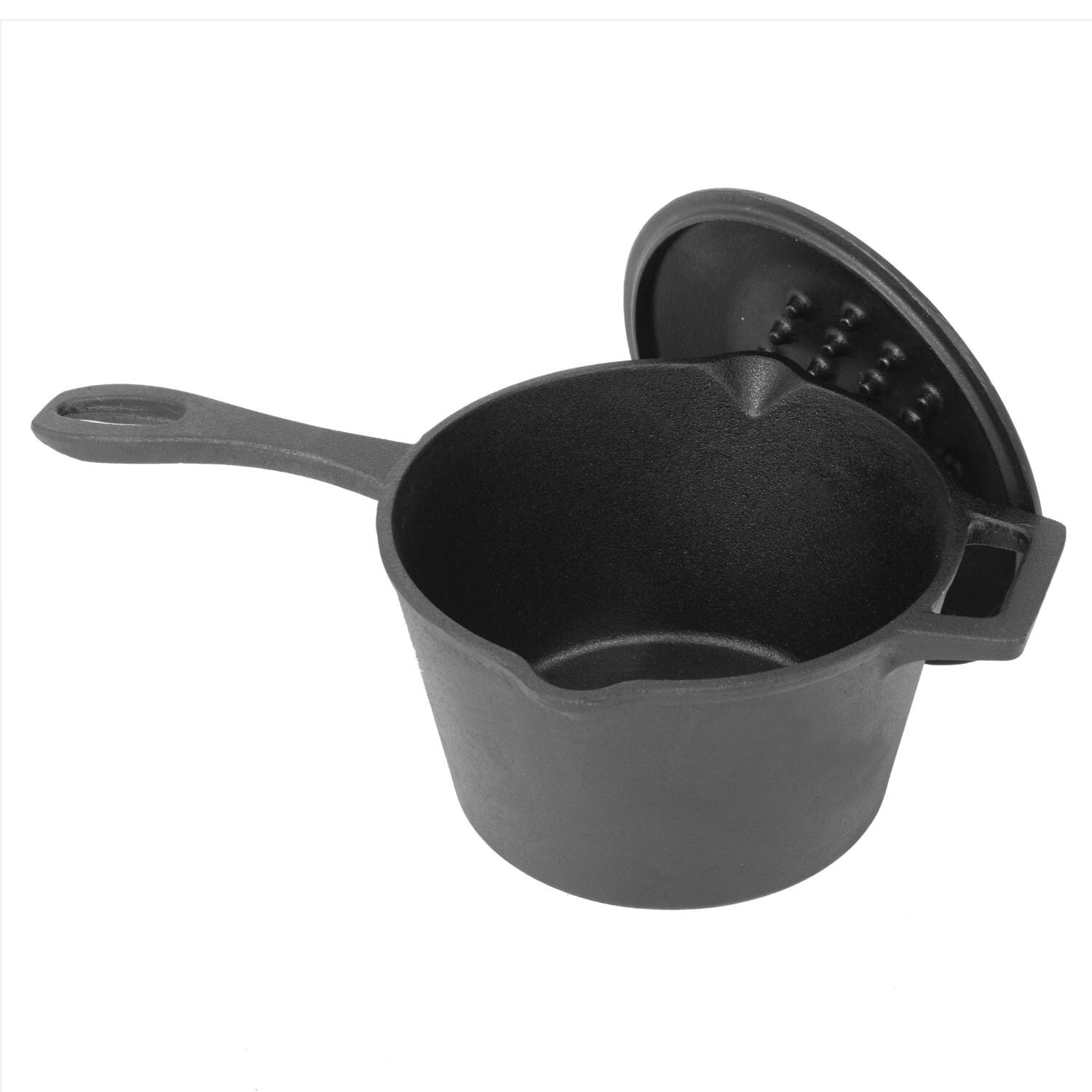 Bayou Classic Pots 2.5 Quart Covered Cast Iron Pot - 7448 - Top Angle View thumbnail