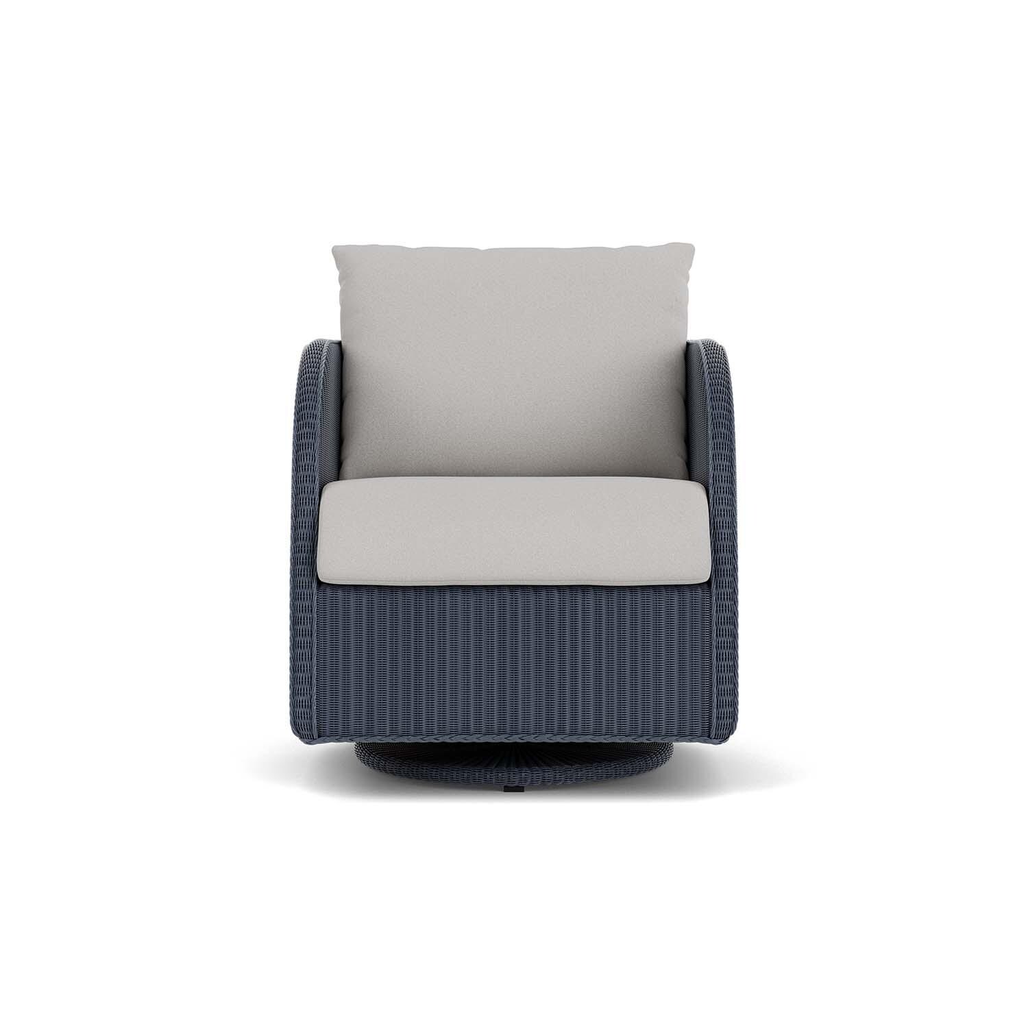 Essence Wicker Club Chair w/ Swivel Gliders in Denim Blue/Tundra Dove By Lloyd Flanders