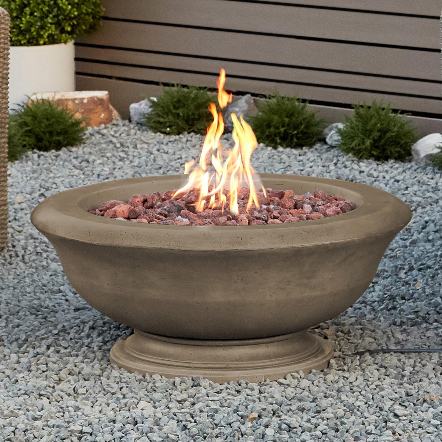 Real Flame Treviso 32-Inch Round Propane Fire Bowl - Dove Gray - Lifestyle thumbnail