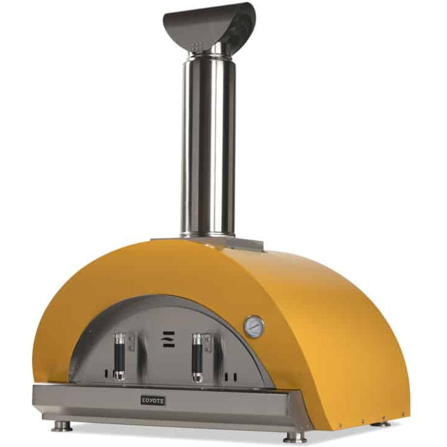 Coyote C1PZ40WY Duomo Wood-Fired Pizza Oven - Yellow - Right Angle - White Background thumbnail