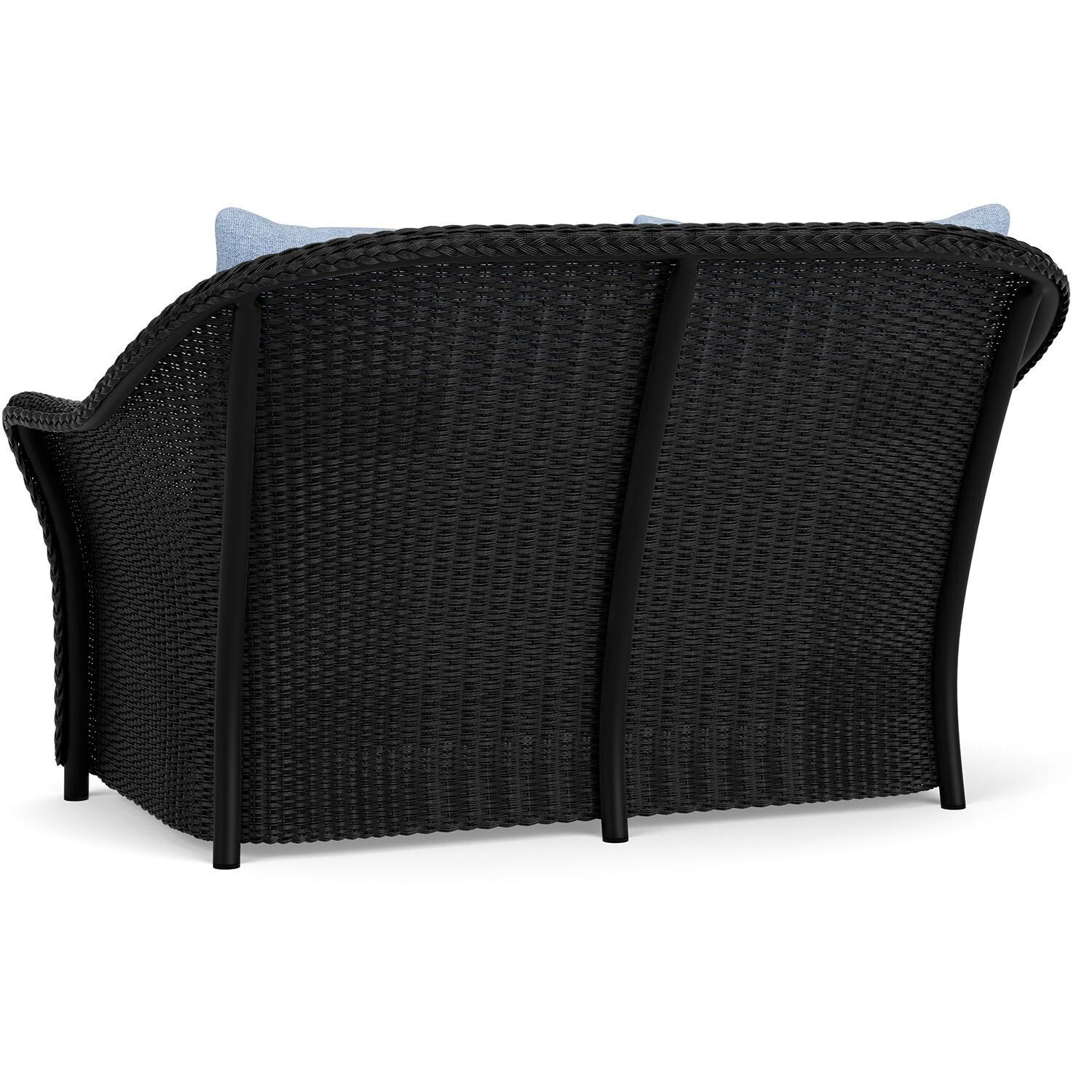 Lloyd Flanders Weekend Retreat Loveseat in Ebony Finish W/ Demo Skyway Fabric - Back Left thumbnail