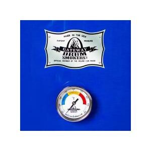 Gateway Drum Smokers 55144 55 Gallon Charcoal BBQ Smoker - Glossy Blue - Temperature Gauge - Detail thumbnail