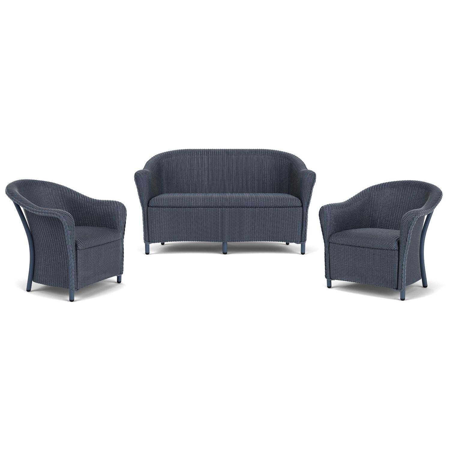 Lloyd Flanders Reflections 3-Piece Seating Set W/ Lounge Chairs in Denim Blue Finish thumbnail