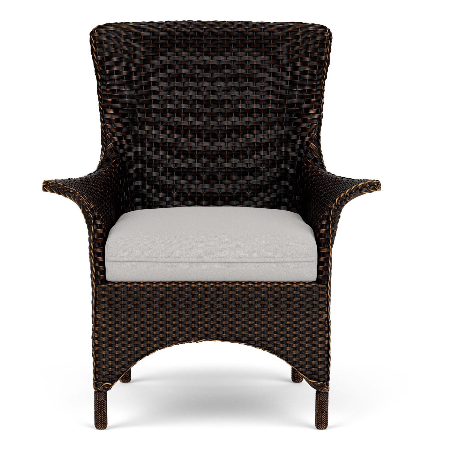 Mandalay Wicker Dining Arm Chair in Mink/Tundra Dove By Lloyd Flanders