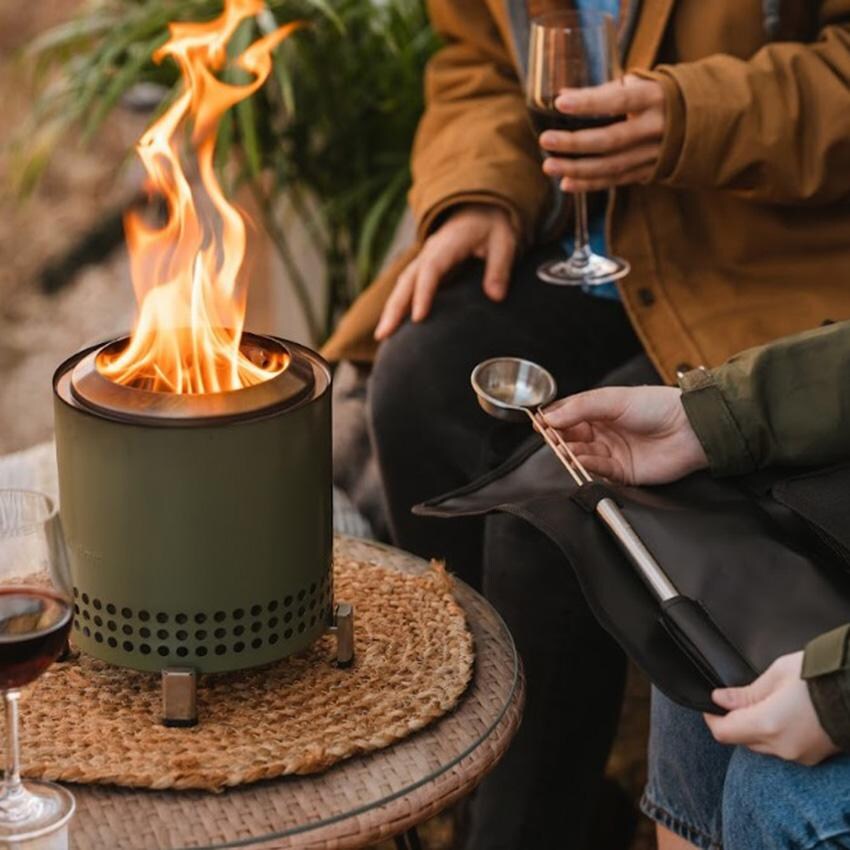 Solo Stove - SSMESA-XL-DEEPOLIVE - Tabletop Fire Pit - Deep Olive - Lit Outside thumbnail