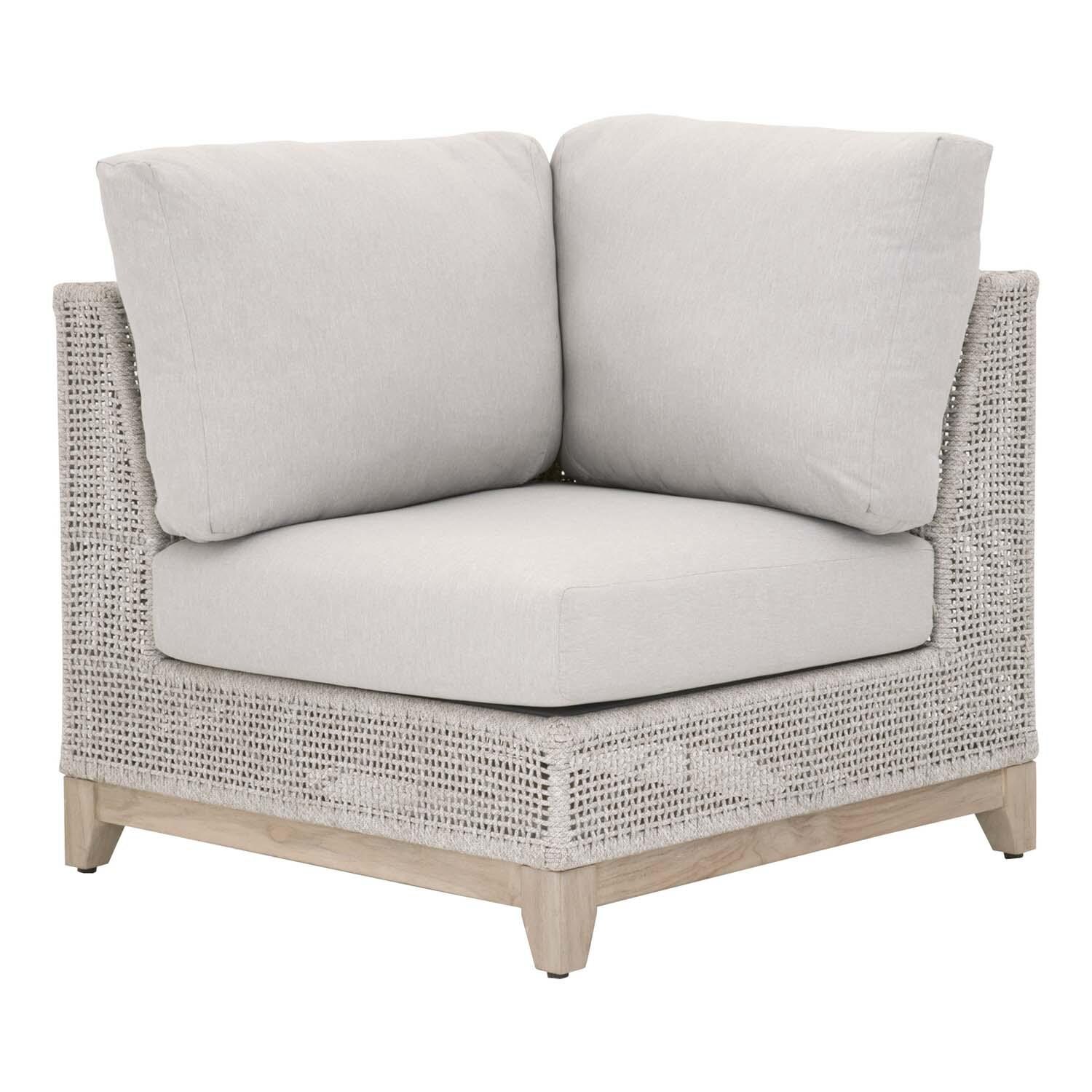 Lakeview Ranch Pointe Woven Rope Corner Modular Sofa in Taupe & White thumbnail