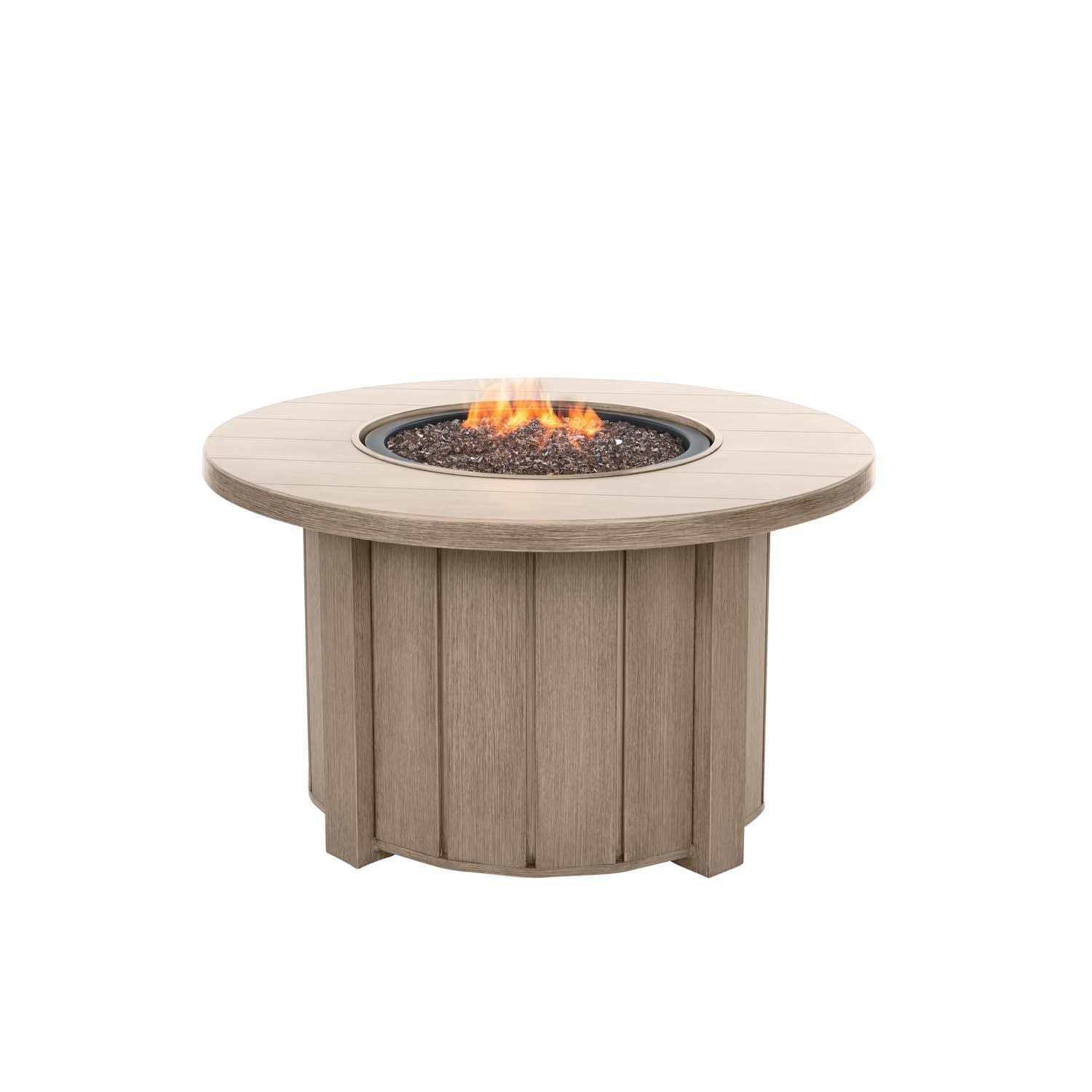 Trevi 50 Inch Round Aluminum Propane Fire Pit w/ Lid in Flax By Ebel