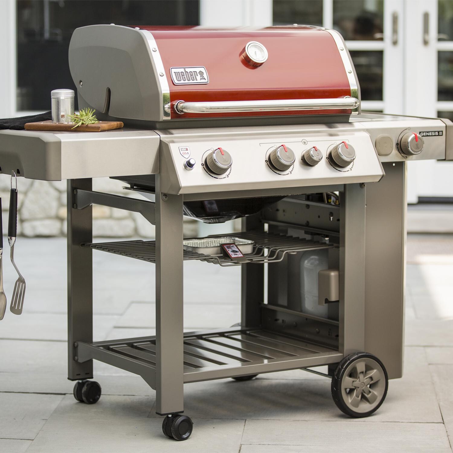 Weber Genesis II 61032001 E-330 Propane Gas Grill - Crimson (2019) - Lifestyle View thumbnail