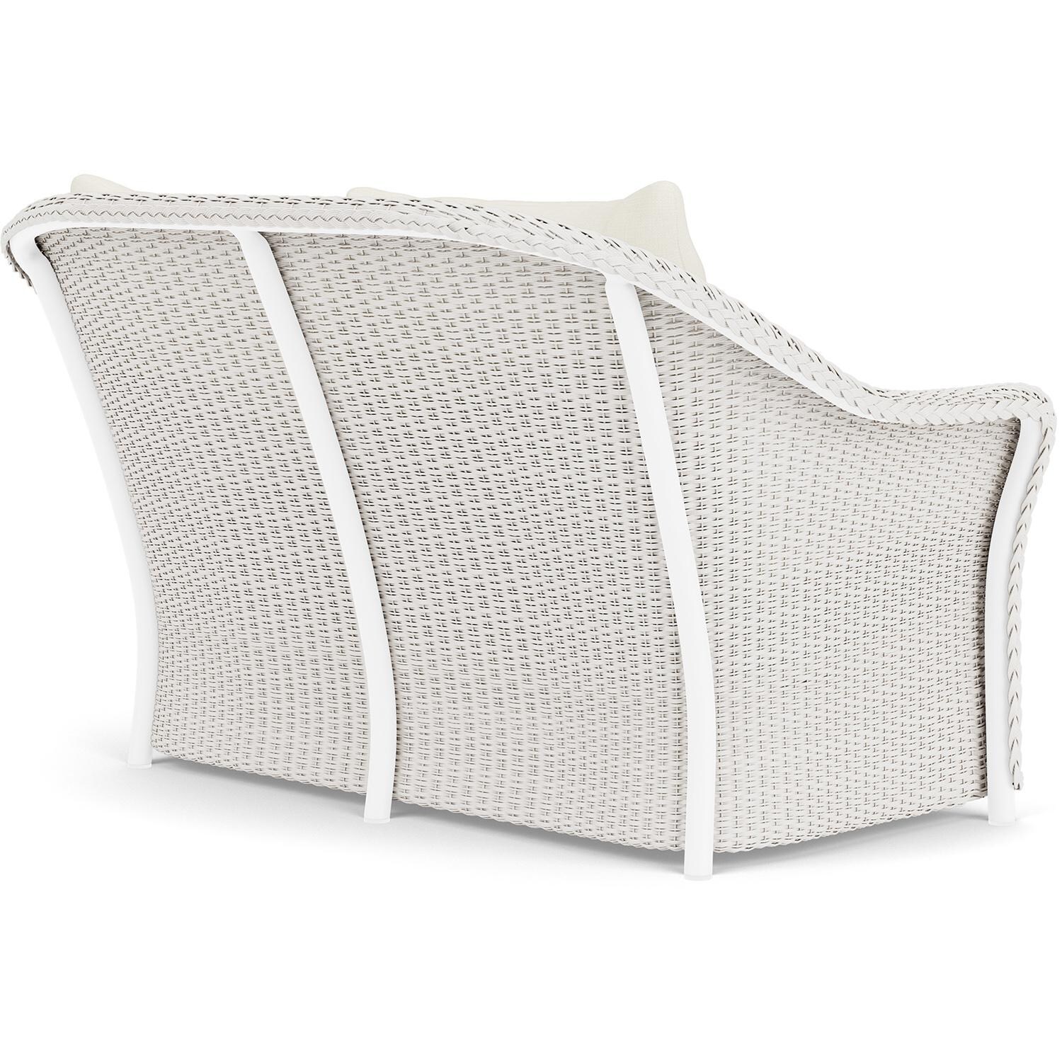 Lloyd Flanders Weekend Retreat Loveseat in White Finish W/ Sailcloth Salt Fabric - Back Right thumbnail