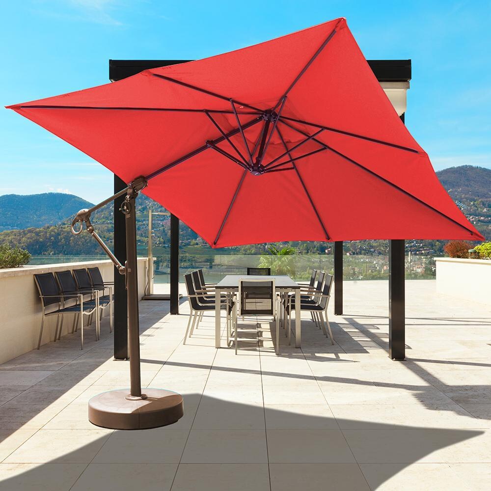 Galtech 10 X 10 Ft. Square Patio Umbrella W/ Manual Lift - Lifestyle View - Shown In Antique Bronze Finish W/ Aruba Sunbrella Fabric thumbnail
