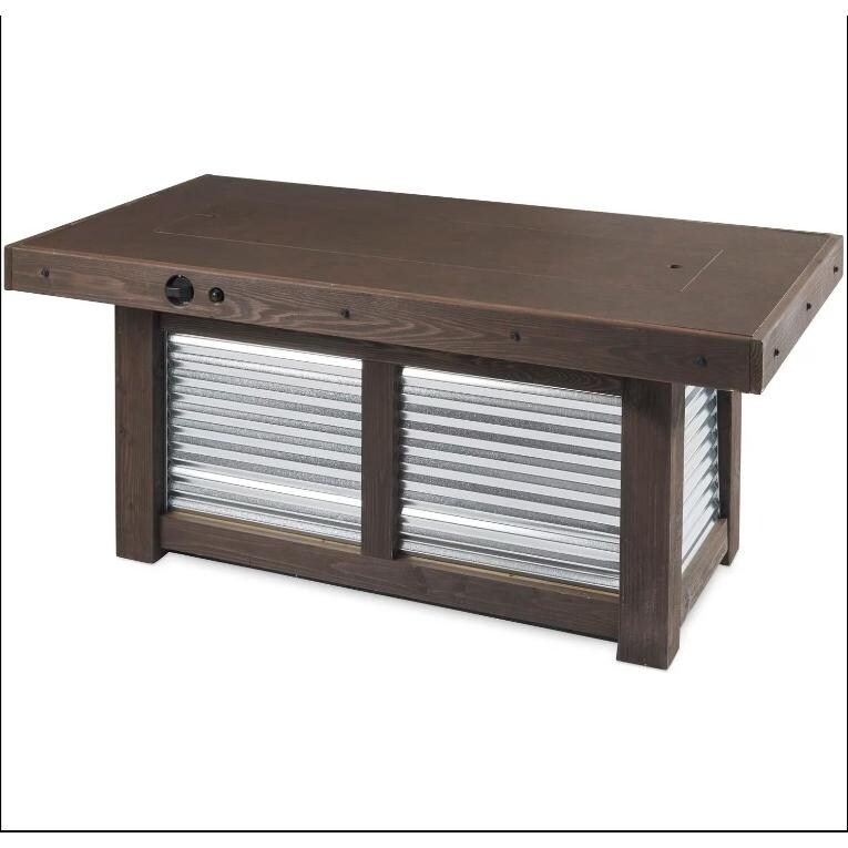 The Outdoor GreatRoom Company Denali Brew DENBR-1242-NG 56-Inch Linear Natural Gas Fire Pit Table with 42-Inch Crystal Fire Burner - Ships As Propane With Conversion Fittings- Lid On thumbnail