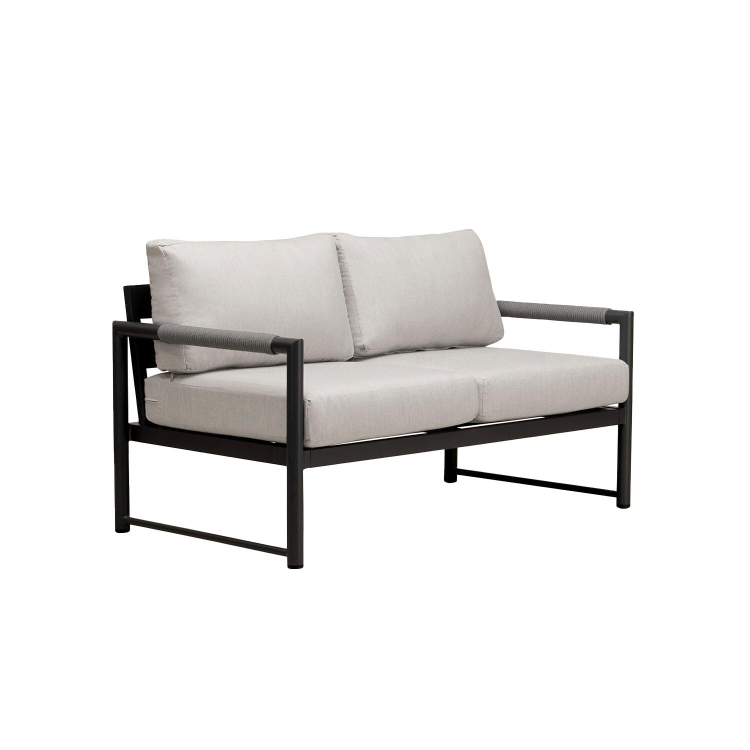 Lakeview AVEBAY-BK-CO-LS-CS Avenue Bay Black/Carbon Loveseat - Cast Silver - Angled - White Background thumbnail
