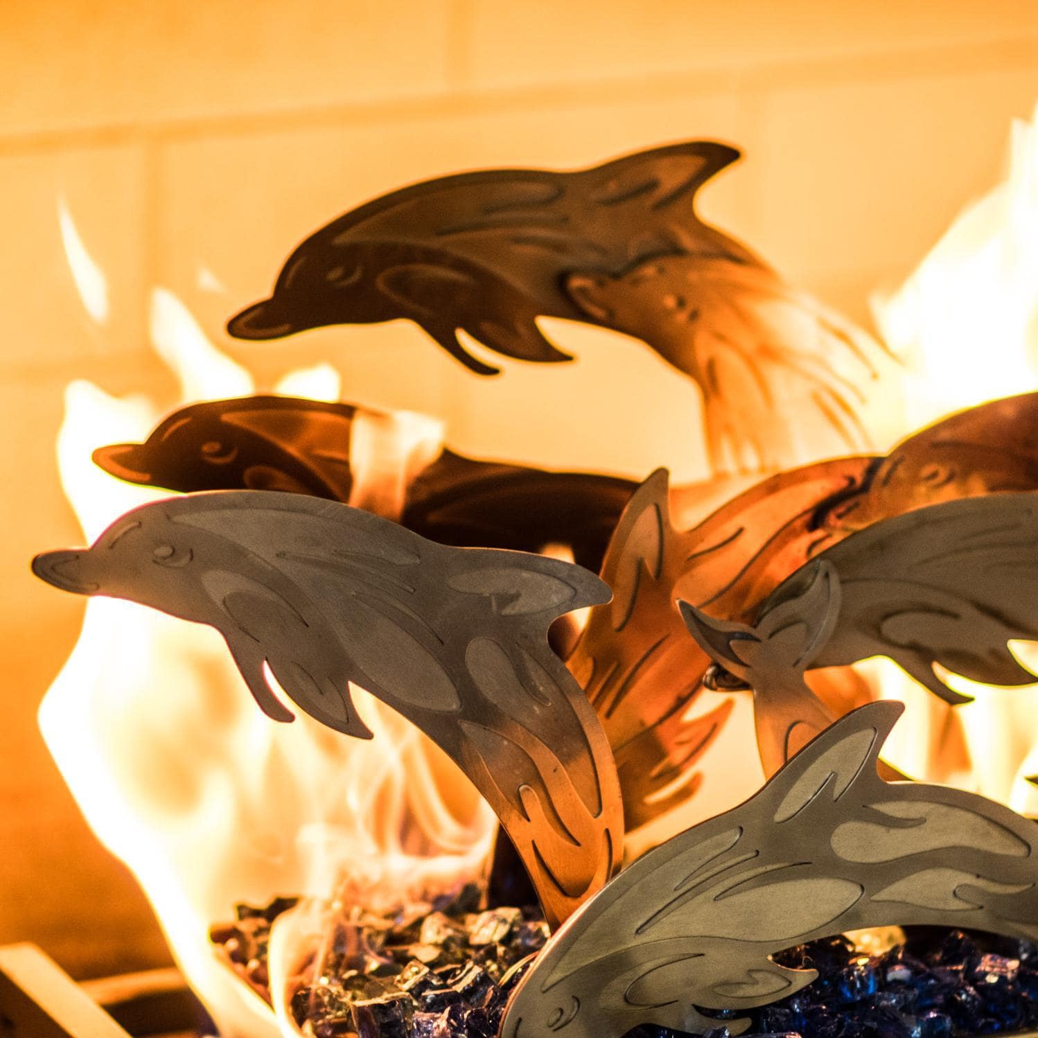 BBQGuys Signature Series Fireplace Sculpture - Dolphin Seascape