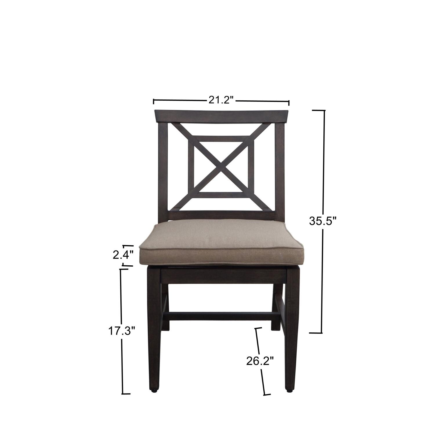 Atlantis 9 Pc Aluminum Dining Set in Walnut/Beige by Darlee - Chair - Dimensional thumbnail