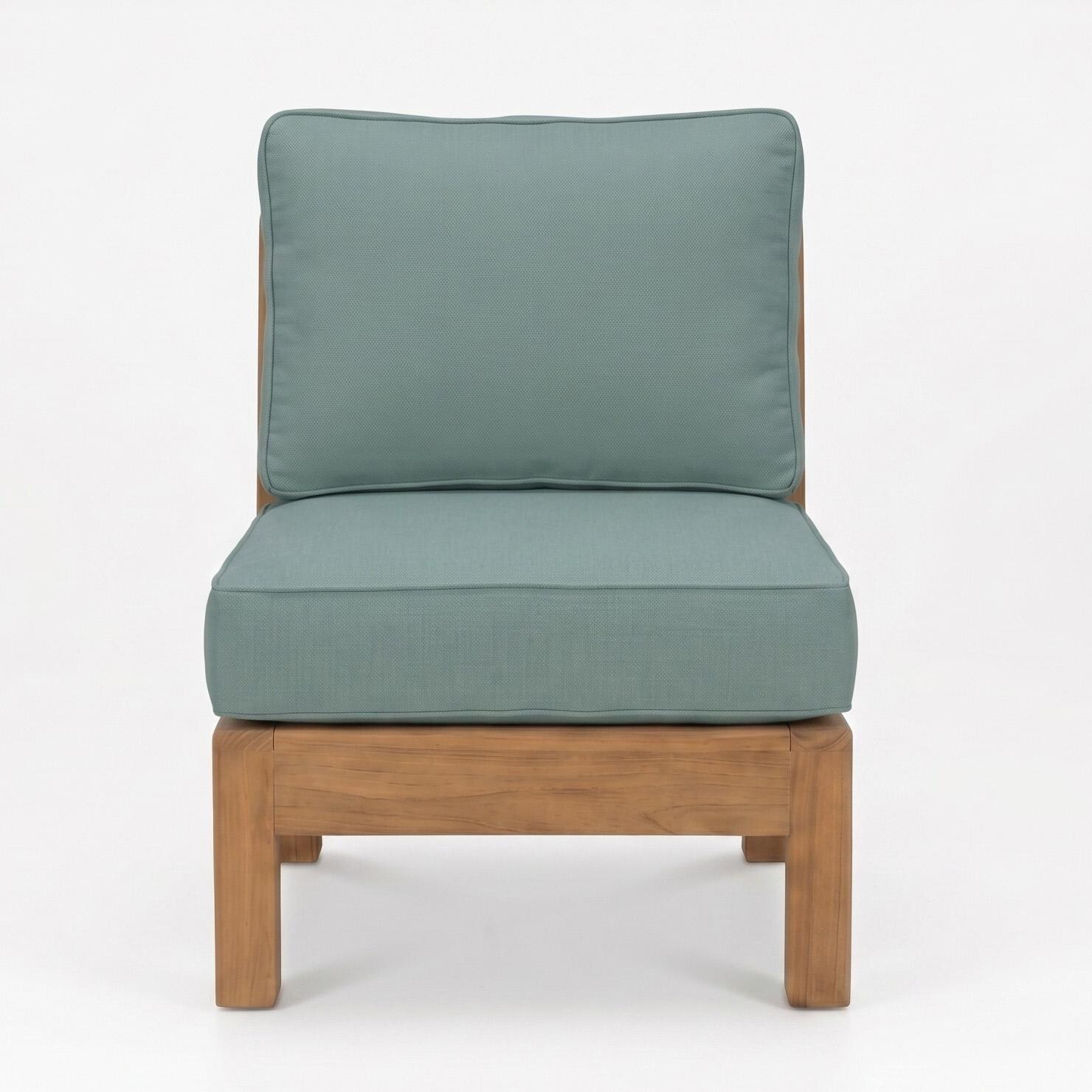 Miami Teak Armless Chair Insert w/ Sunbrella Cushions in Canvas Spa by Royal Teak Collection