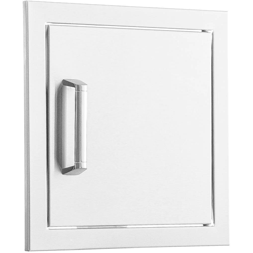 BBQGuys Signature 12-in Contempo/Traditional Stainless Steel Reversible Single Access Door - Angled View - White Background thumbnail