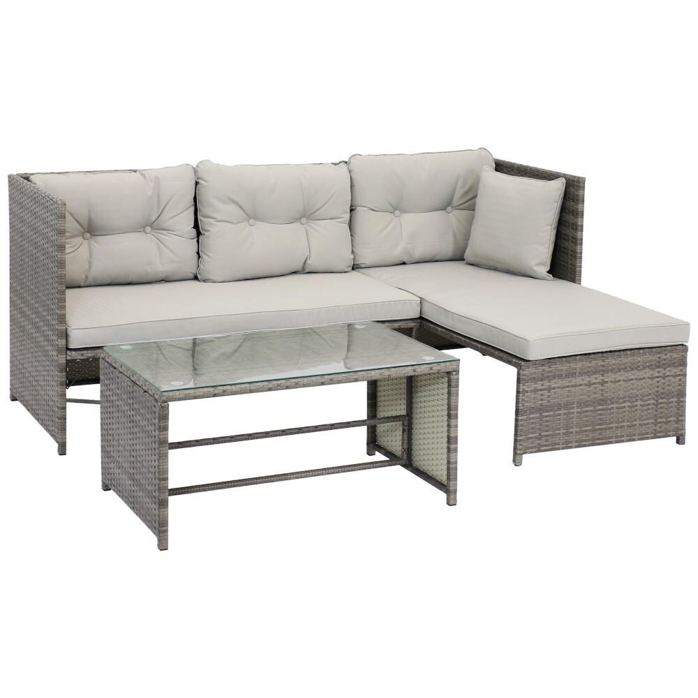 Sunnydaze Decor Longford Outdoor Patio Sectional Sofa Set W/ Cushions - Stone Gray - GF-030 image