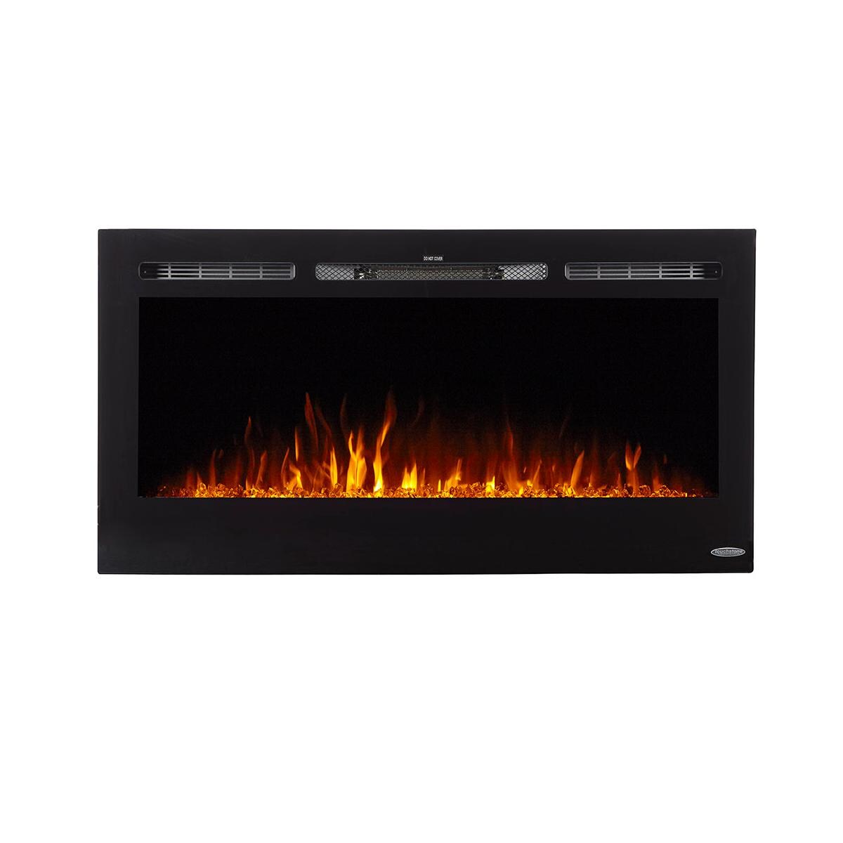 Touchstone Home Products Sideline 40-Inch Wall Mount/Flush Mount Electric Fireplace With Black Glass Surround - Glass Yellow Orange thumbnail