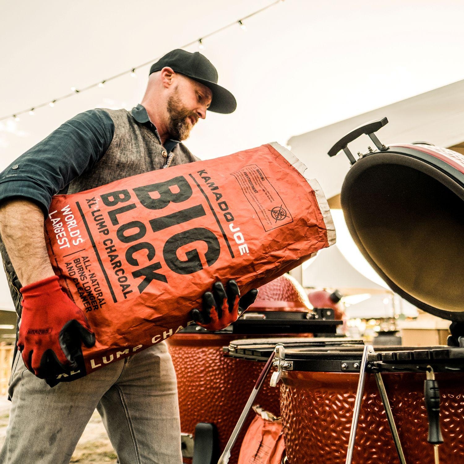Kamado Joe KJ15202222 Charcoal 2 Pack Firestarters - Pouring in Kamado - Lifestyle thumbnail