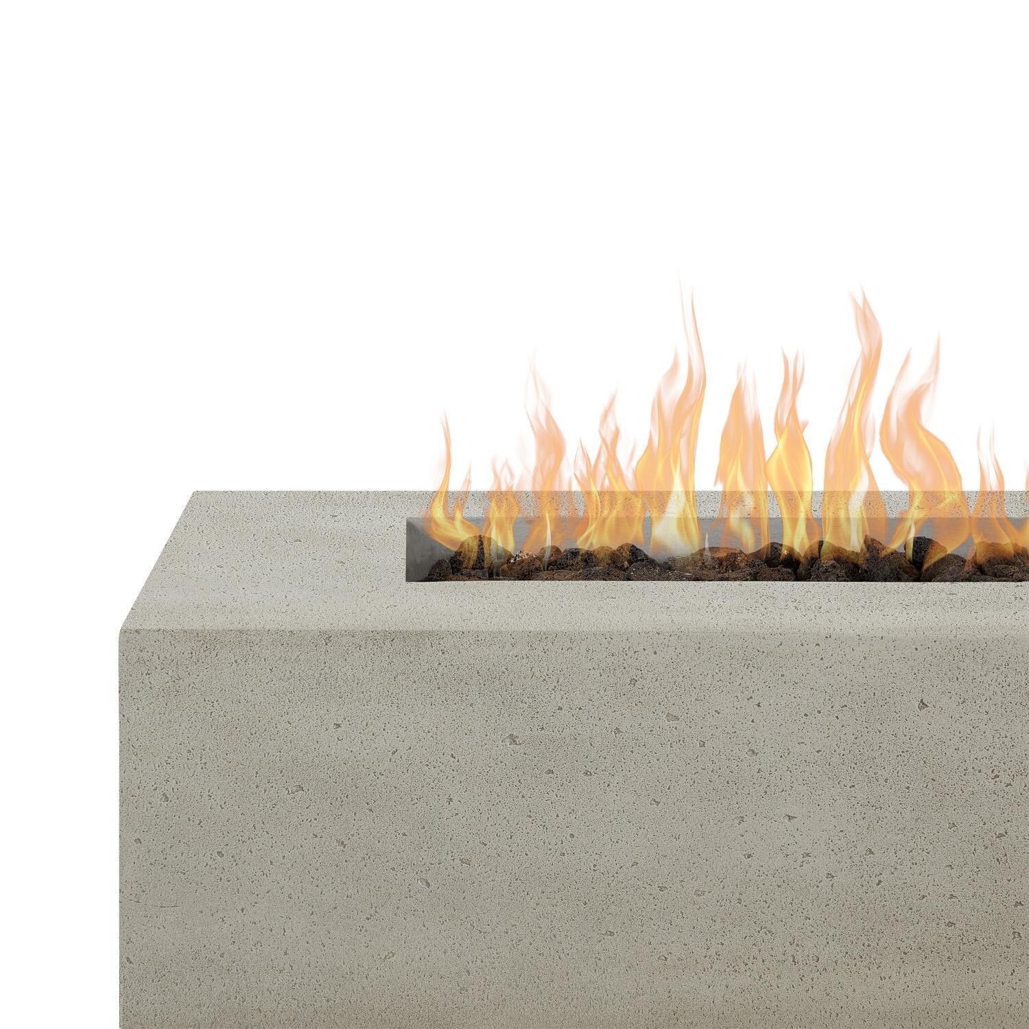 Hillview Bay 2712LP-FLNT 56 Inch Rectangular Glass Fiber Reinforced Concrete Propane Fire Pit Table in Flint by BBQGuys Signature - Material - Detail thumbnail