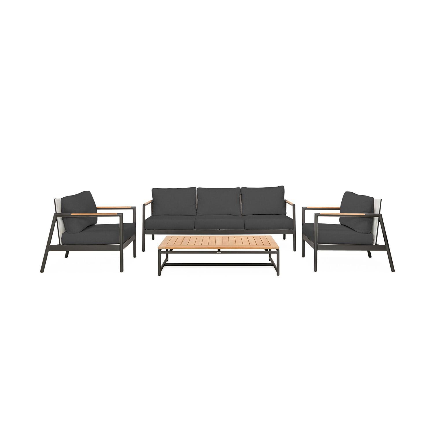 Teak + Table Paros Sofa/Clubs 4 Piece Lounge Set in Carbon - White Background thumbnail