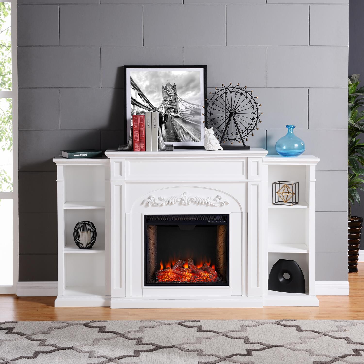 Southern Enterprises Chantilly Alexa-Enabled Smart Electric Fireplace W