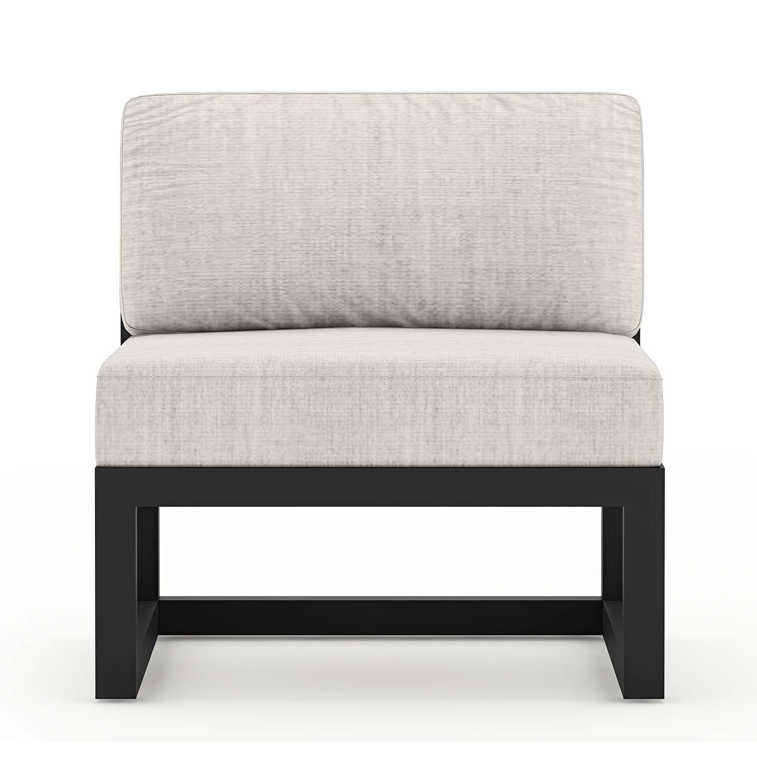 Misty Cove 6 Pc Aluminum Sectional Seating Set w/ Swivel Chairs in Black/Cast Silver by Lakeview Outdoor Designs - Middle Chair - White Background thumbnail