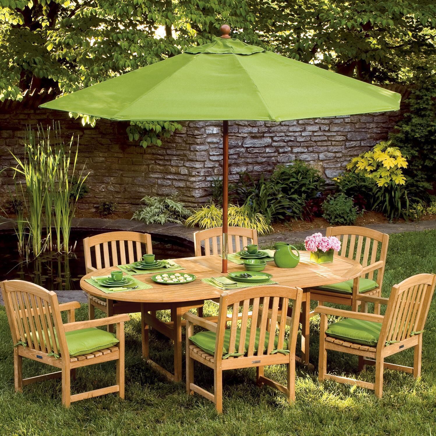 Chadwick 7 Piece Natural Shorea Patio Dining Set W/ 88 Inch Oval Table By Oxford Garden