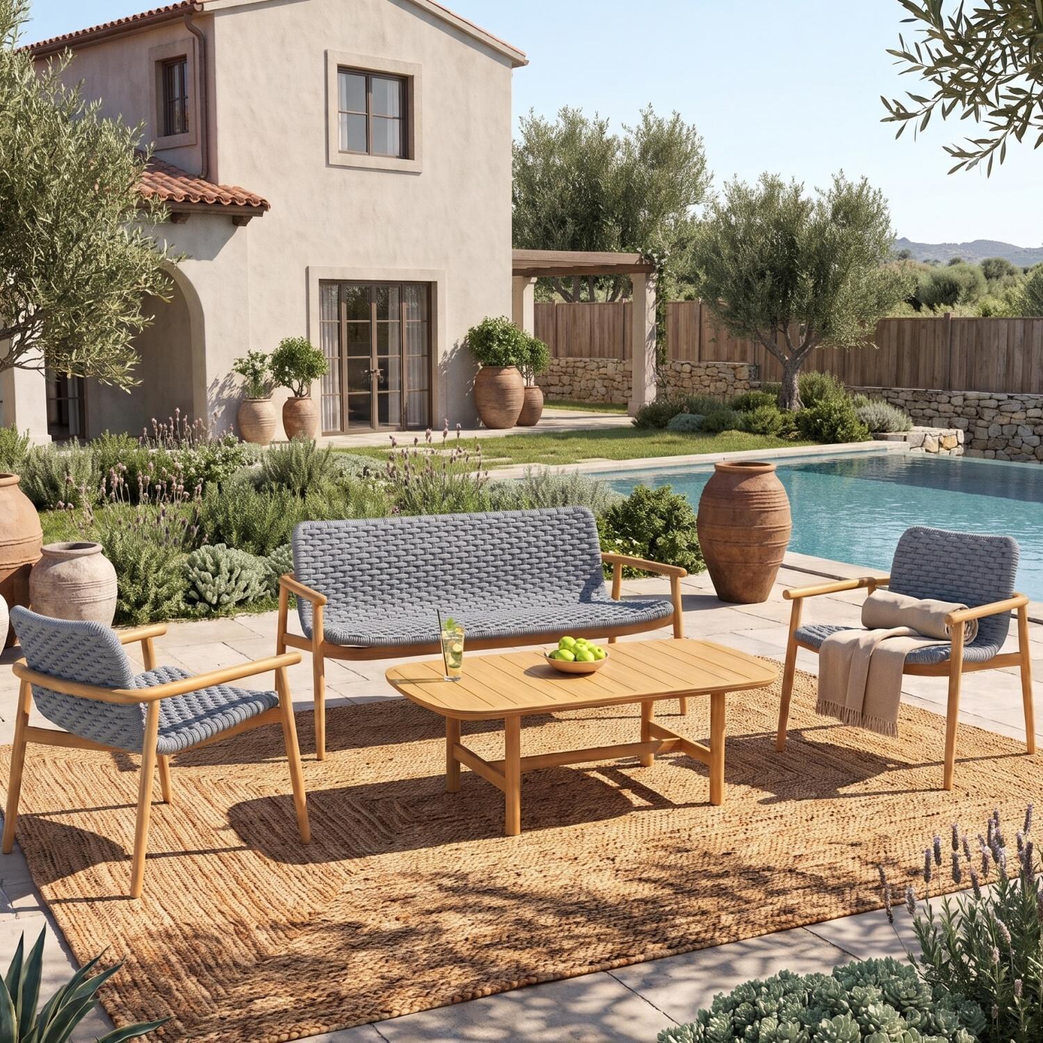 Rosedown 4 Pc Aluminum Seating Set in Gray by Lakeview Outdoor Designs