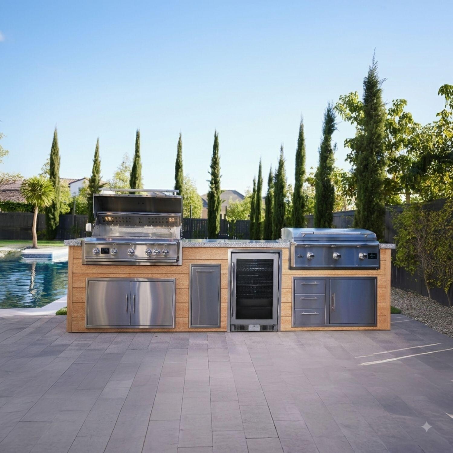 BBQGuys Signature 12 Ft Grill Island w/ 40-in Propane Blaze  LTE Pro Grill & Griddle - Front - Lifestyle thumbnail