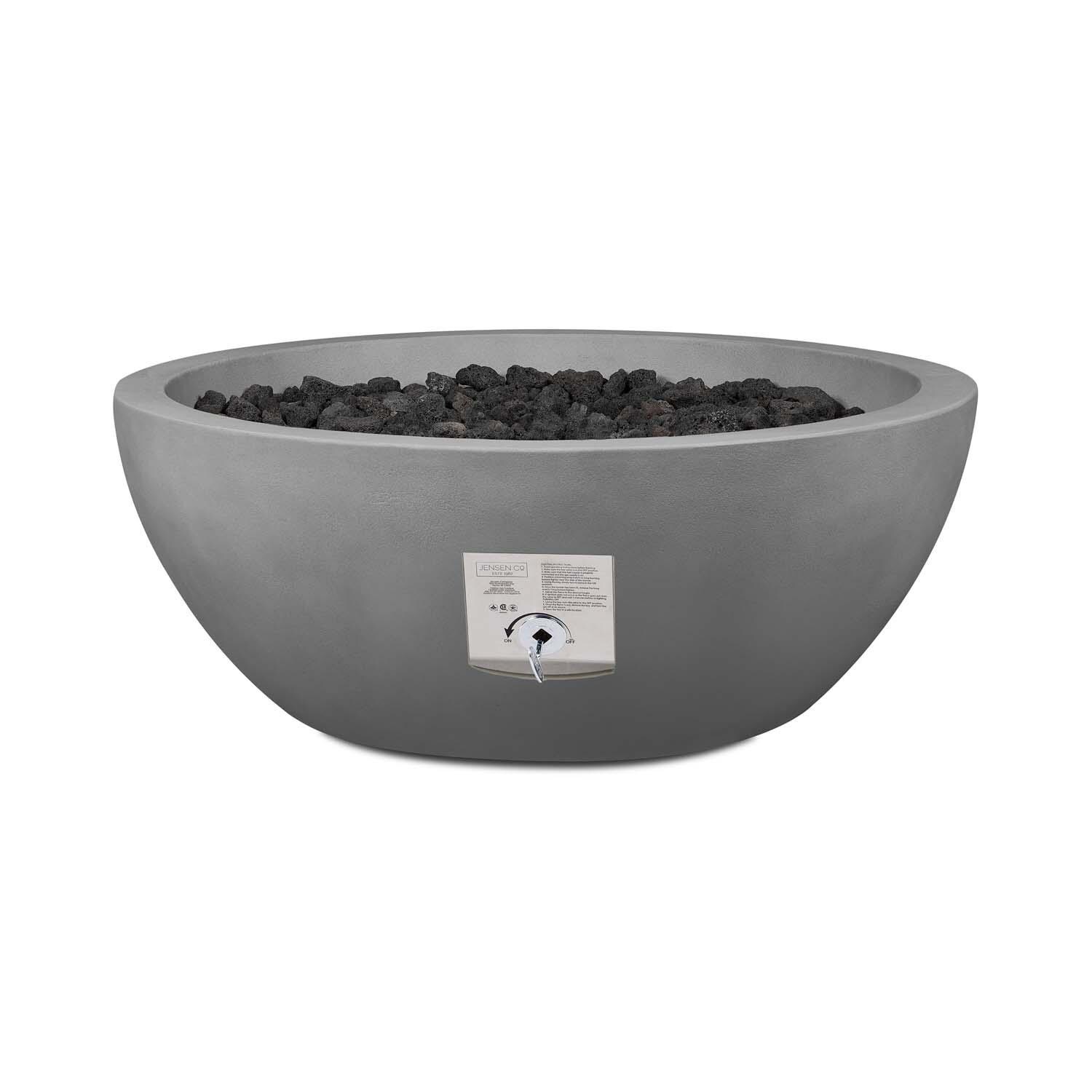 Dustyview 38-in Round Concrete Natural Gas Fire Pit in Ash by BBQGuys Signature - Control - White Background thumbnail