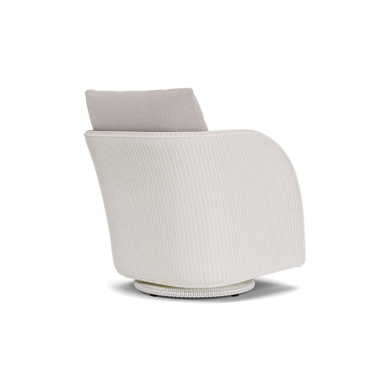 Lloyd Flanders Essence Swivel Glider Lounge Chair W/Remy Cloud Fabric - Matte White Finish - Back Right thumbnail