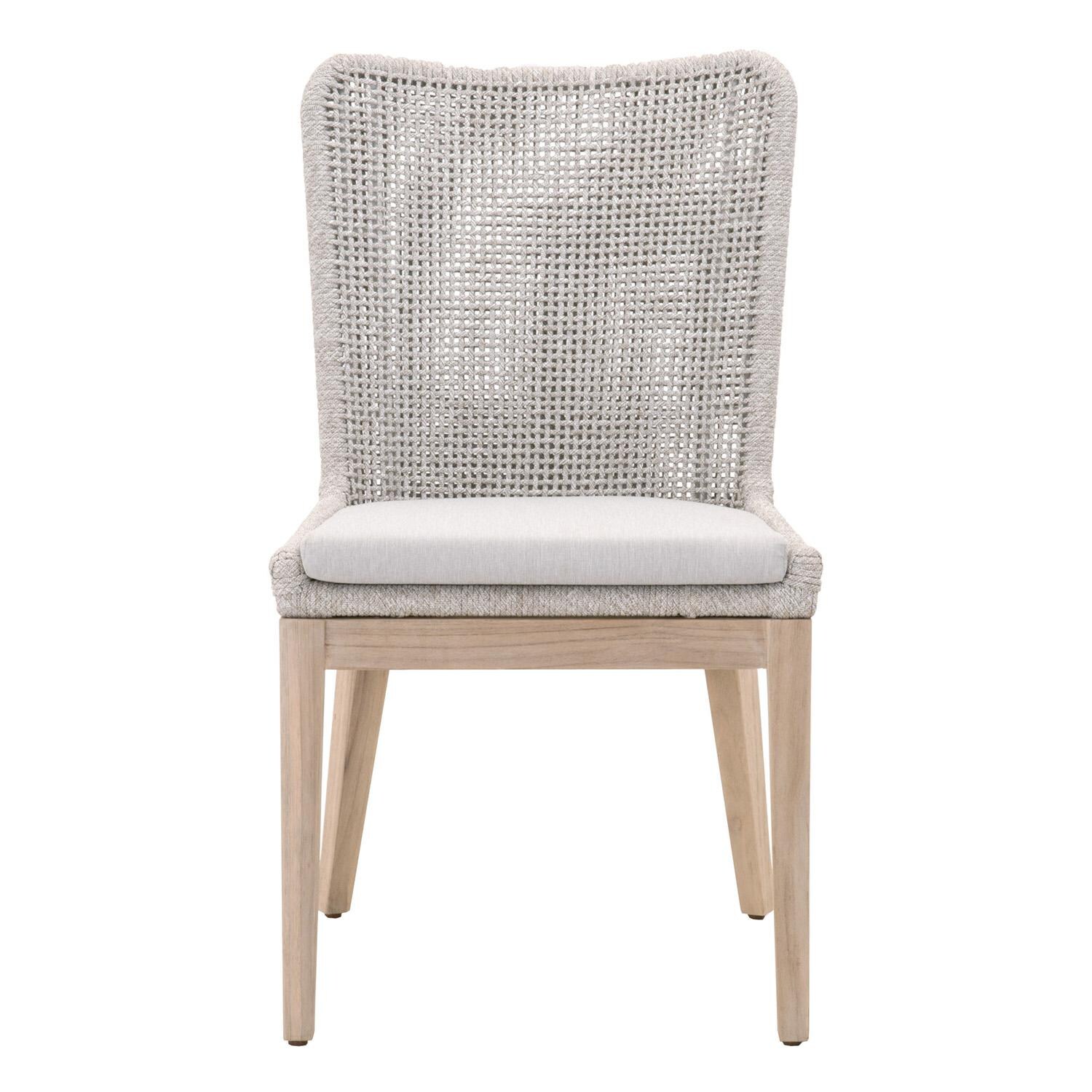 Lakeview Corbin Bay 2 Pc Woven Rope Dining Side Chair in Taupe & White - Front View thumbnail