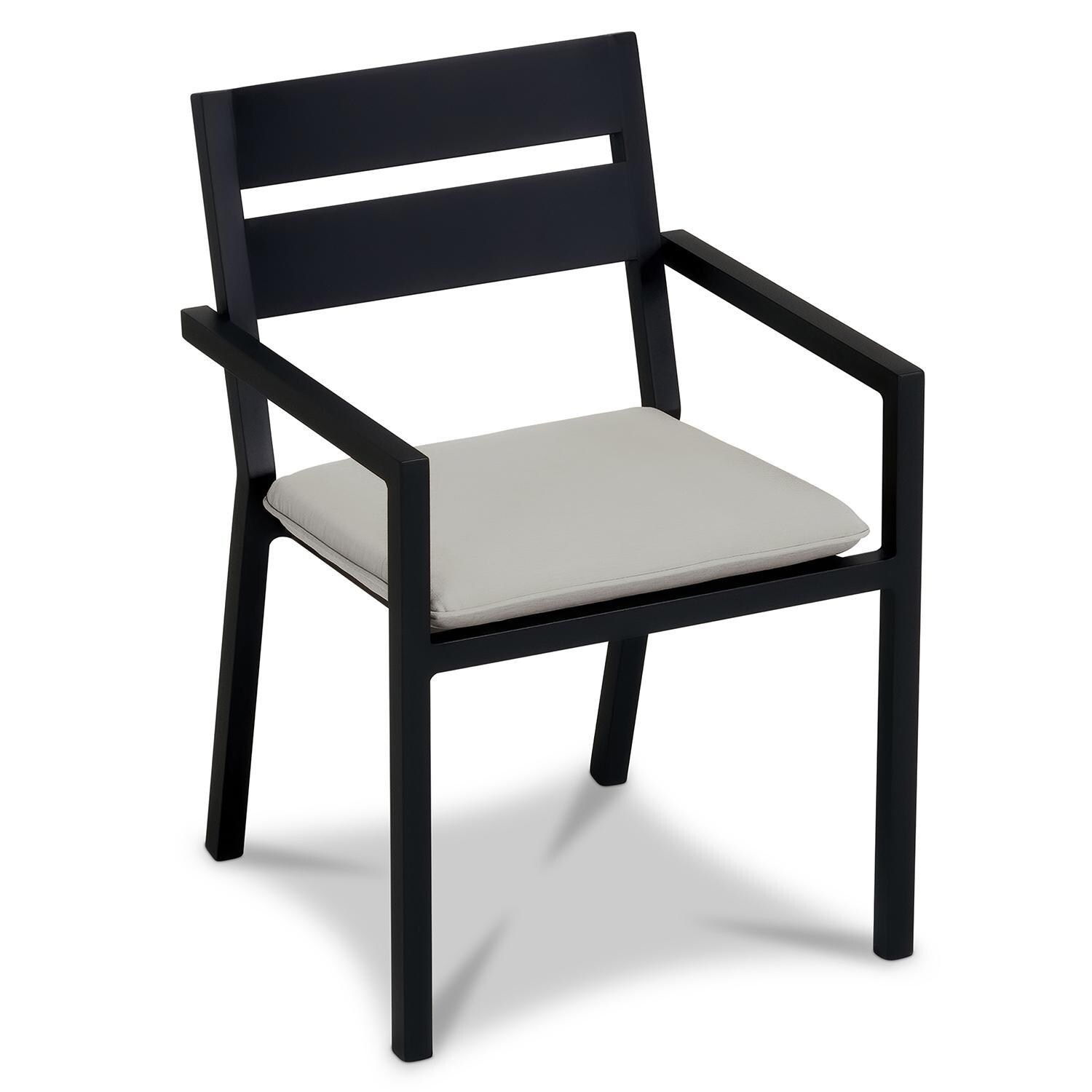Calm Bay Aluminum Dining Arm Chair in Black/Cast Silver by Lakeview Outdoor Designs