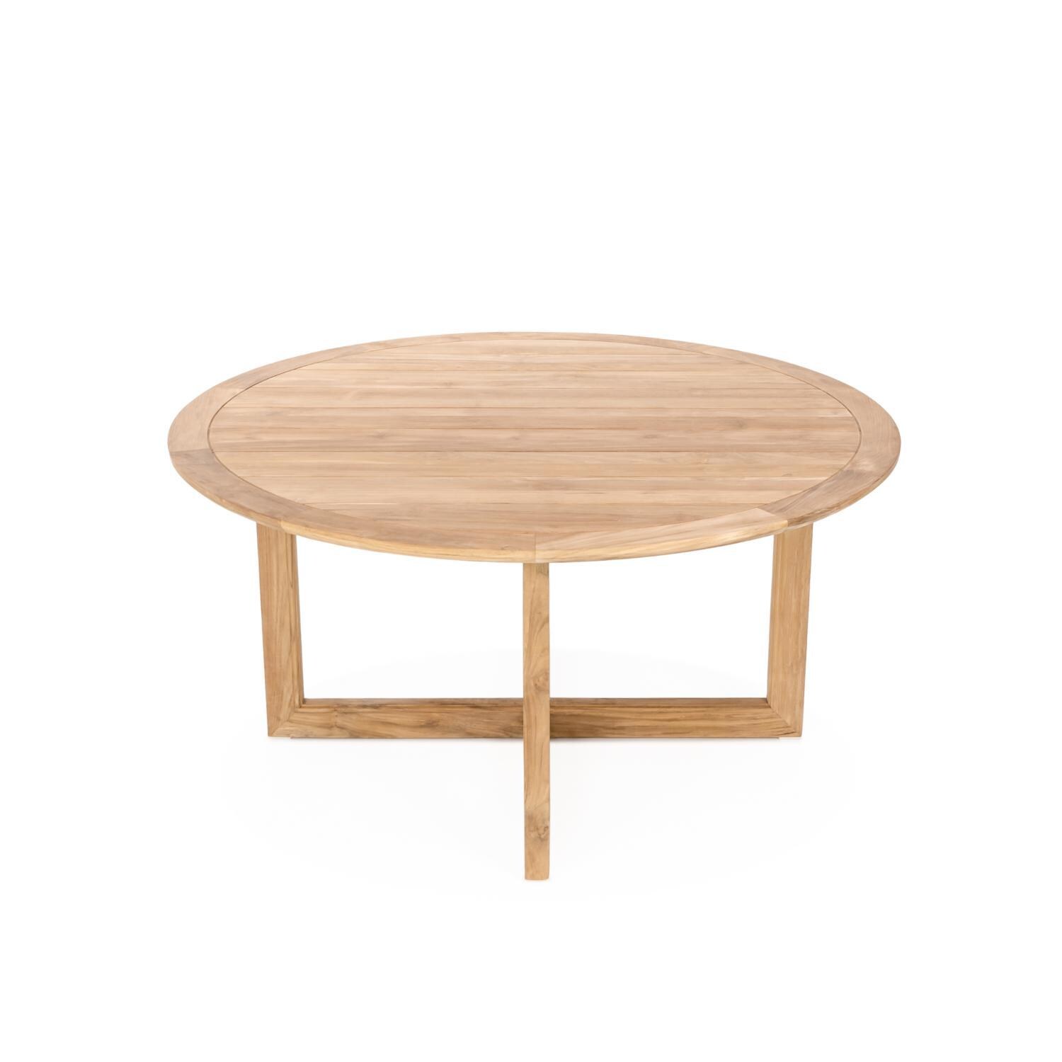 Teak + Table Oyster Bay/Relax 50 Inch Round 5 Piece Dining Set - Table Top View - White Background thumbnail